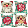 Fjfz Christmas Santa Mrs Claus Throw Pillow Covers 16x16 Green Set of 4
