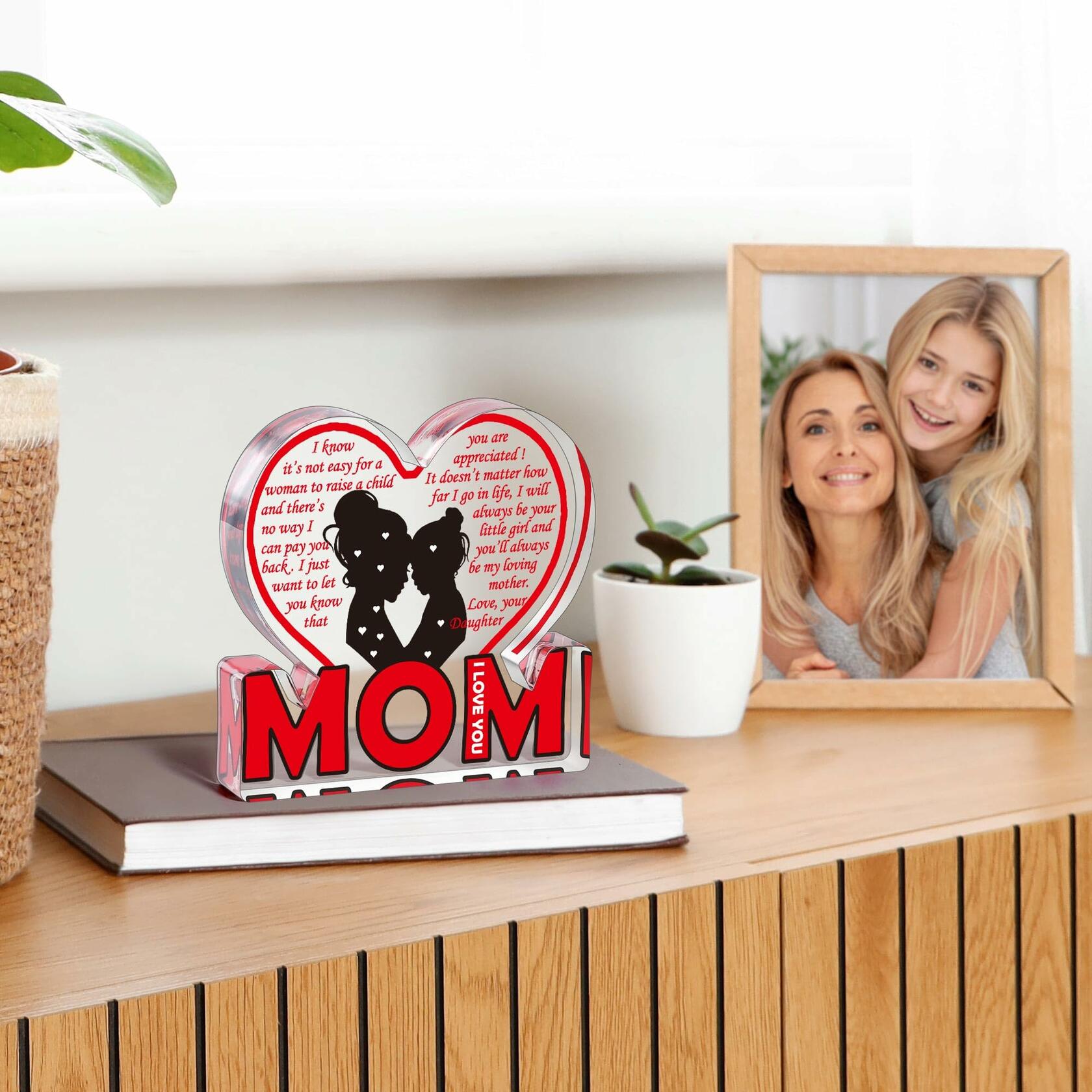 Love Mom Mother's Day Acrylic Plaque Desk Decoration Sign Gift