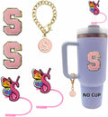 IN CHENTHY Silicone Straw Covers 2pcs Topper + Charm Chain + Stickers S