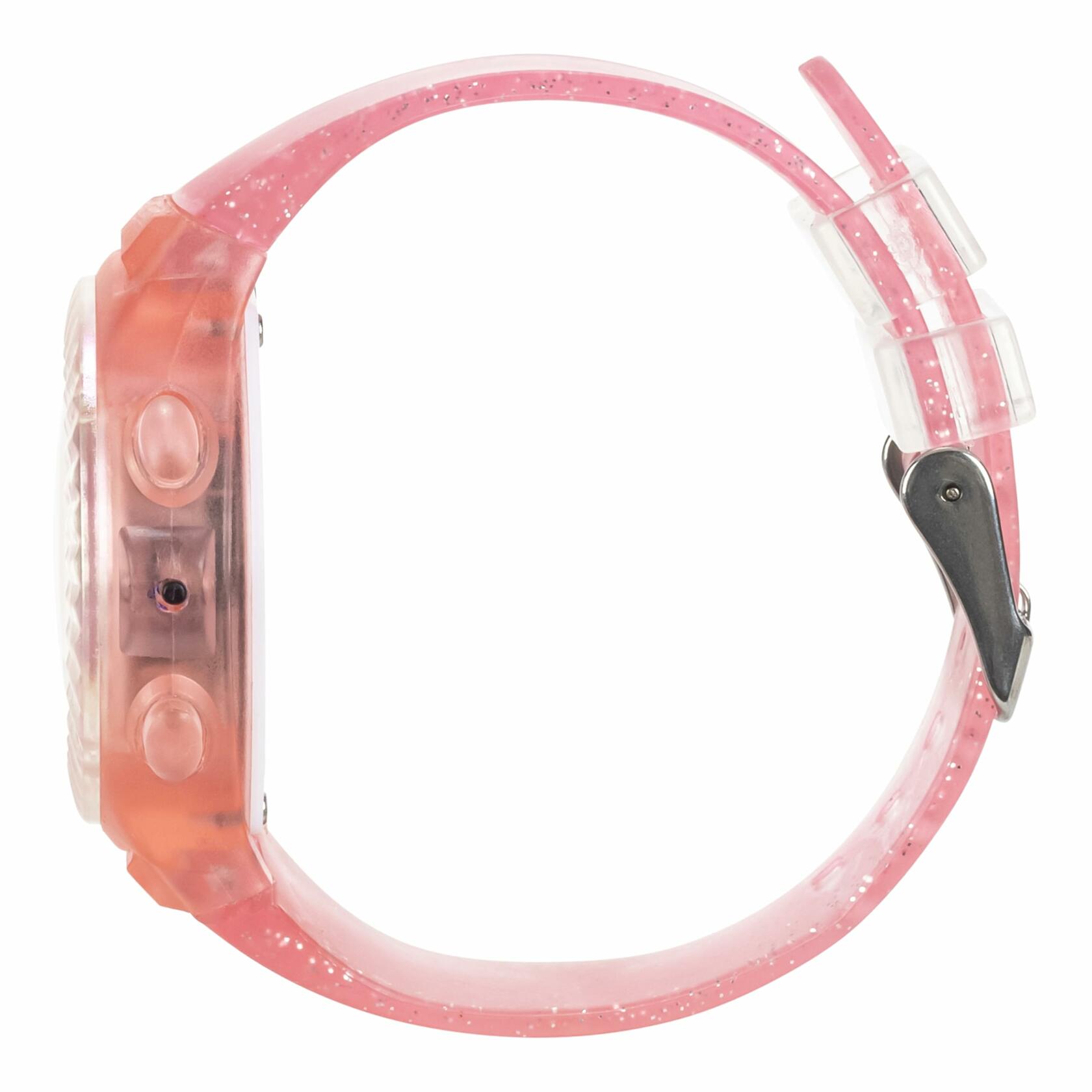 [Like_new] Sanrio Hello Kitty Kids LCD Watch Pink Glitter Strap Adjustable Fit 5.5-8"