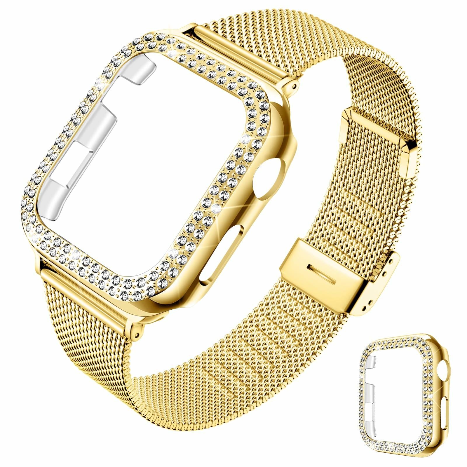 DABAOZA Apple Watch Band Crystal Rhinestone Case Mesh Strap 38mm Starlight