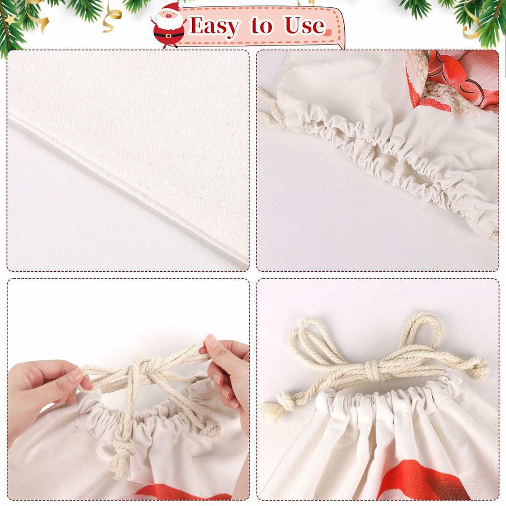 CCINEE Canvas Santa Sack 27x20in Red Drawstring Personalized Letter A