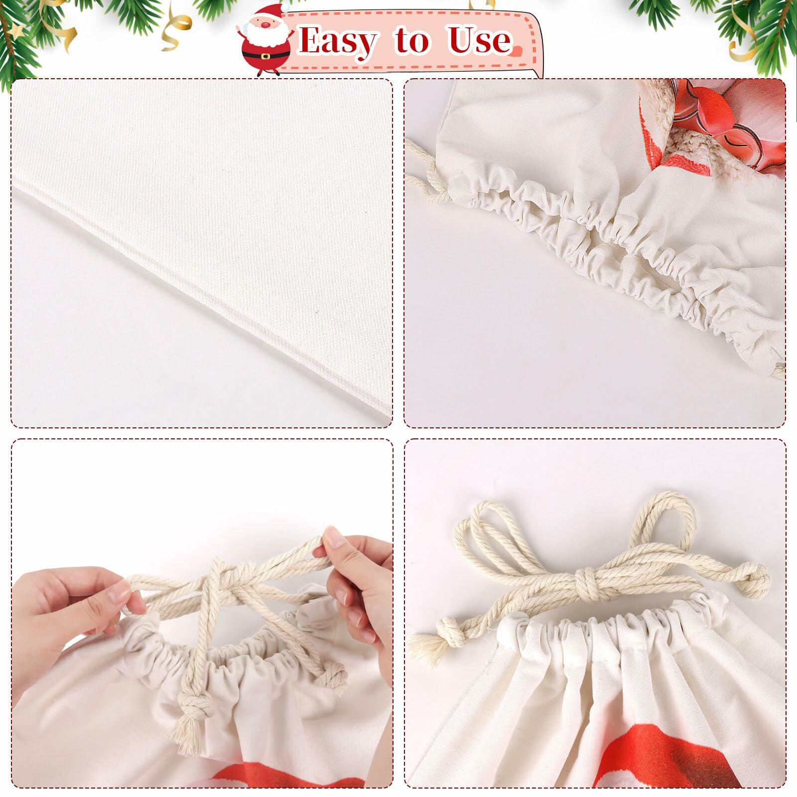 CCINEE Canvas Santa Sack 27x20in Red Drawstring Personalized Letter A