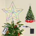 Christmas Tree Topper 50 LED Lighted Silver Star Remote Control 8 Modes