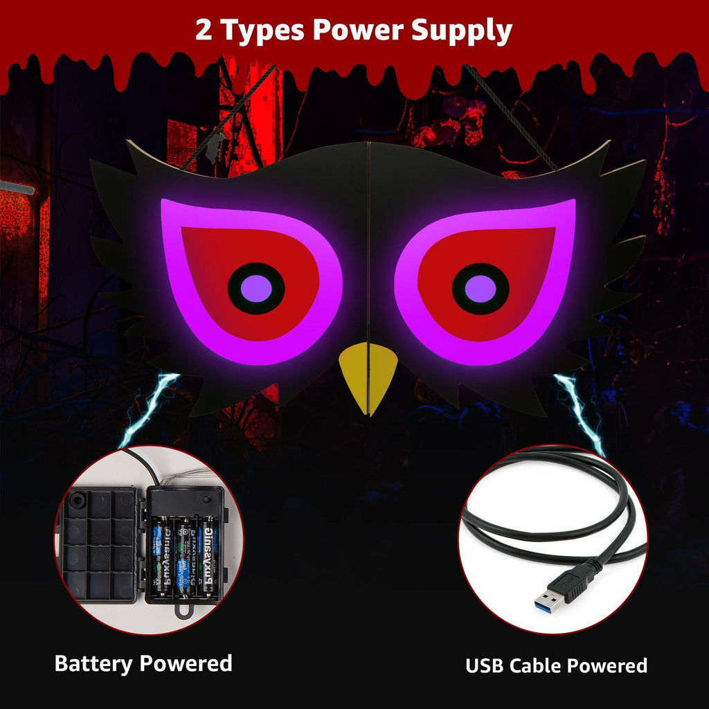 [Like New] BlcTec Halloween Spooky Eyes Lights 23.6in 7 Color Modes USB Battery Style C