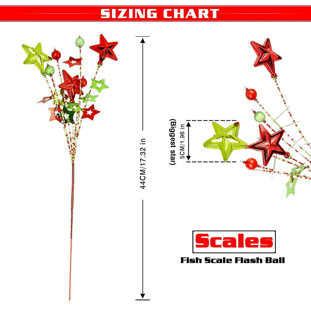 [Like_new] 17" Red Green White Christmas Tree Topper Star Beads Sequin Electroplating