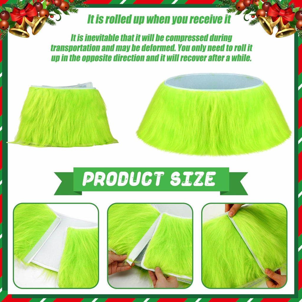 Funnymoom Christmas Tree Collar Green Faux Fur Skirt 24 Inch