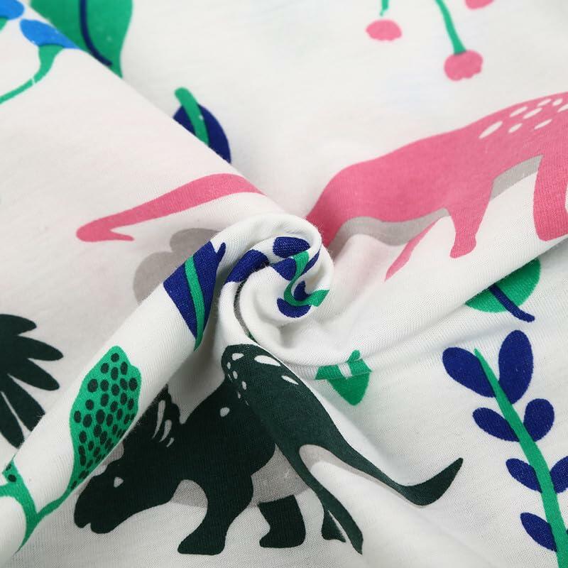 Dorhaeris Girls Cotton Long Sleeve Dinosaur A-line Crewneck Dress Size 2T