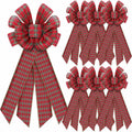 Yinkin 4 Pcs 15x44in Buffalo Plaid Christmas Wreath Bows Red Black