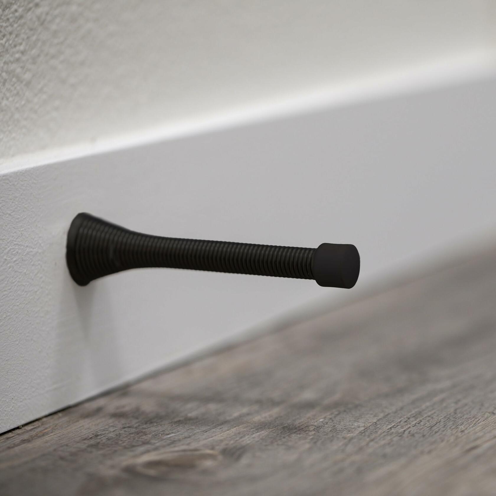 Design House Spring Door Stop Wall Protector Rubber Tip Matte Black 10-Pack
