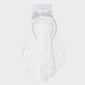 Bride Headband with Veil White Wedding Bridal Hair Accessory