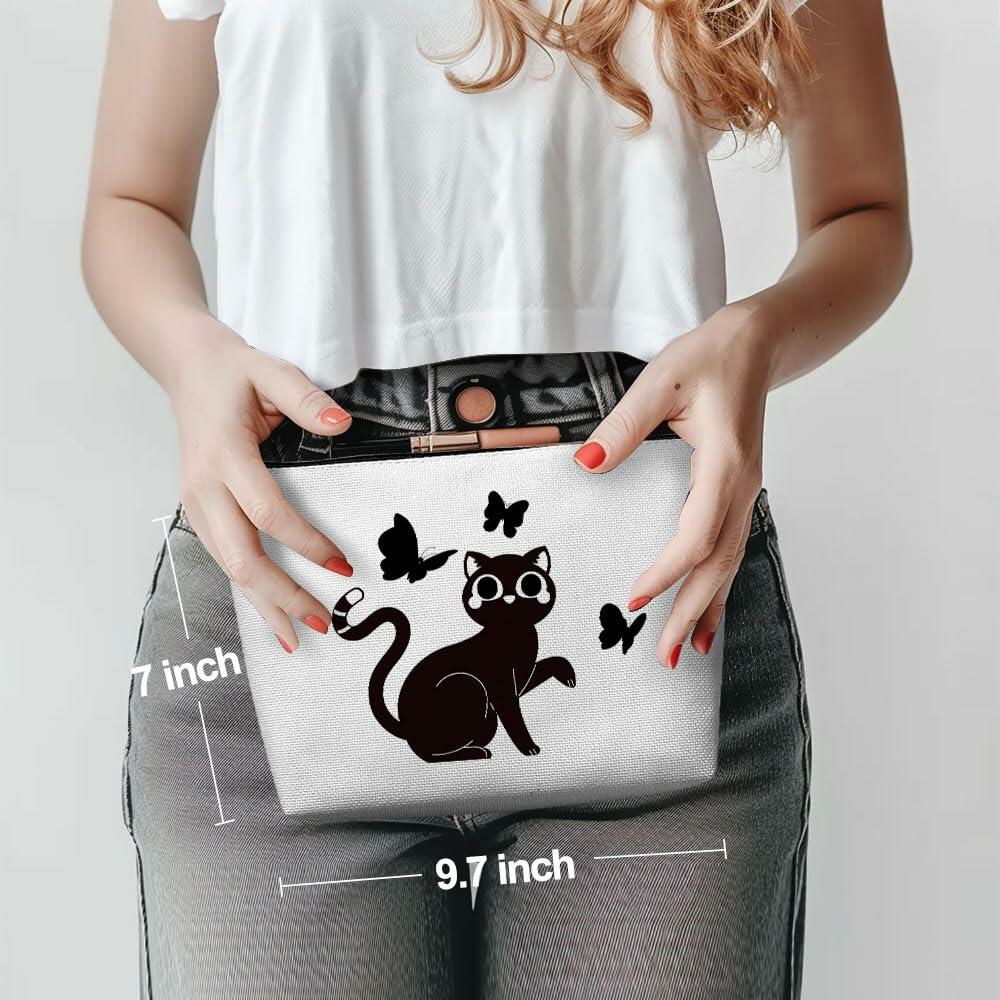 Henhesaha Cute Cat Mom Makeup Bag Travel Toiletry Bag for Women