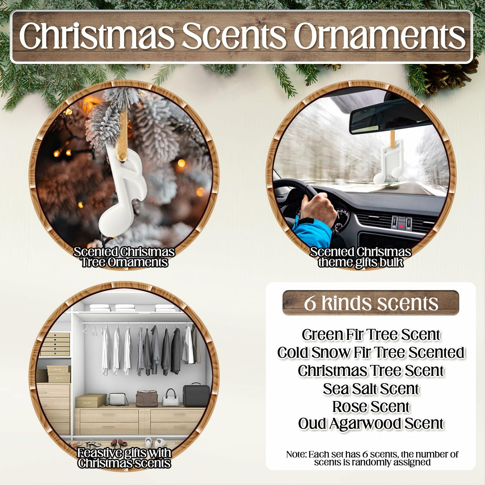 Heigble 6 Sets White Music Note Christmas Tree Hanging Scented Ornaments