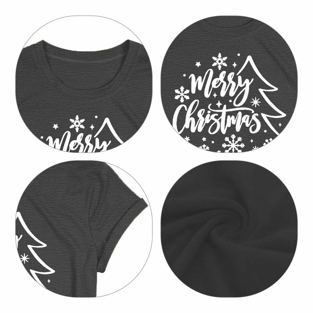 PQZ Christmas Tree Tee Shirt Women Loose Casual Top Grey1 Size M