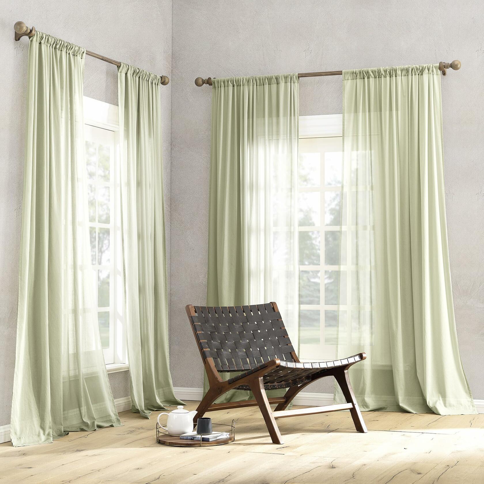 Archaeo Cotton Sheer Curtain 50x63 Moss Green 1 Panel