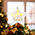 Rustic Wooden Christmas Reindeer Tree Topper Lighted Star 11x11 Inch