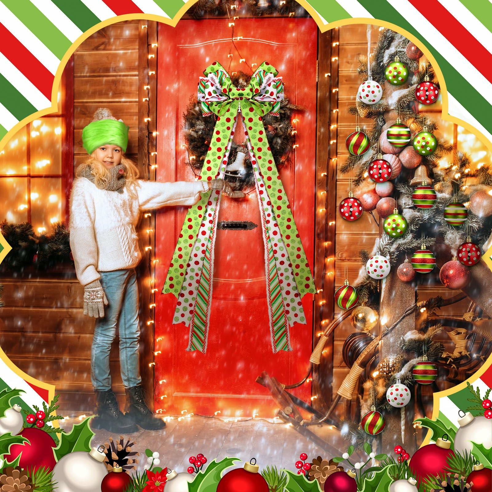 Knitgrip Christmas Tree Topper Bow Set 14 Pcs Lime Green 2.4 Inch