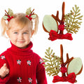 [Like New] Christmas Bow Hair Clips for Girls Red Gold Antler Design 2PCS