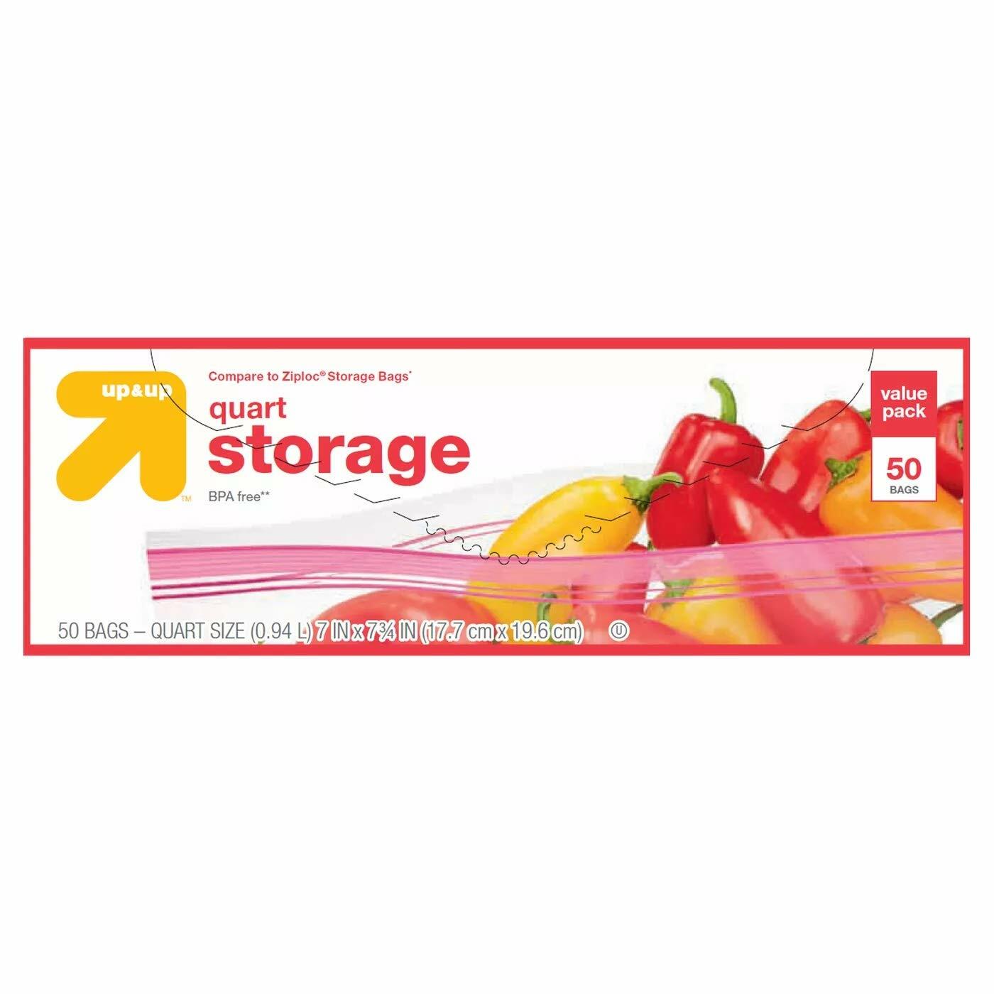 [Like New] Up & Up Quart Food Storage Bags 50ct 4pk Clear Polyethylene PE