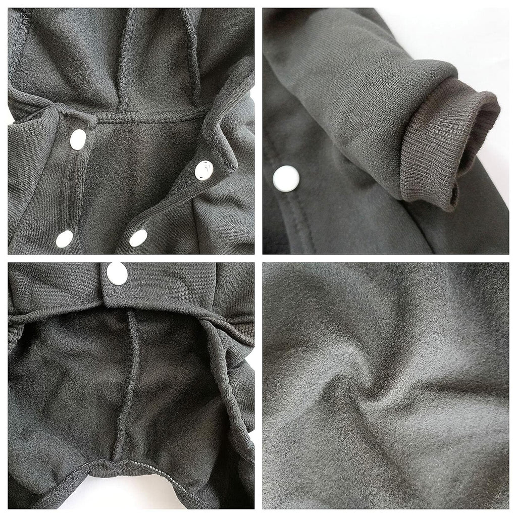 [Like New] LifeWheel Dog Hoodie Fleece Sweatshirt Buttons Winter Warm Cotton Black Size M