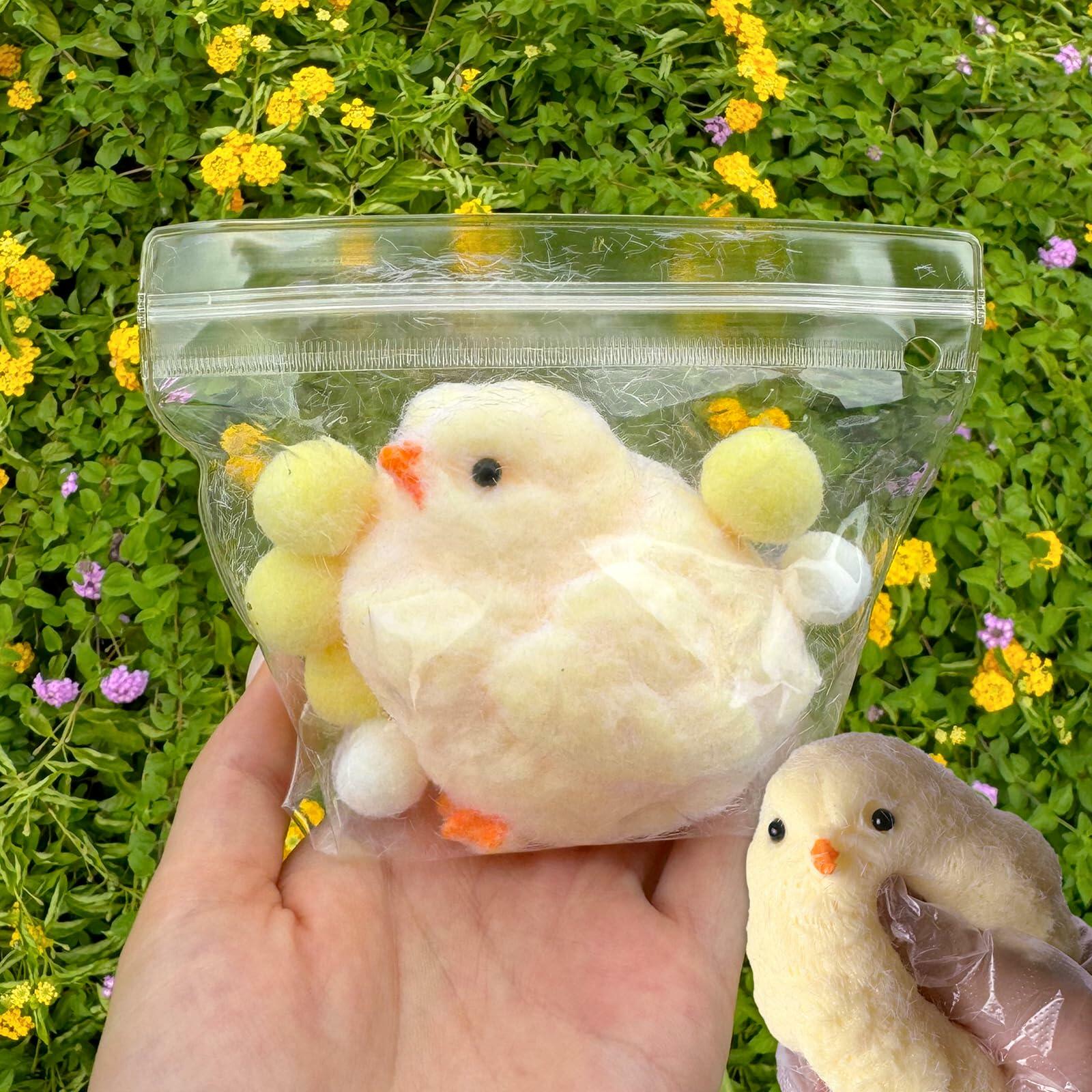 Gberlczz Handmade Chicken Squishy Stress Reliever Fuzzy Yellow Toy 3.52oz