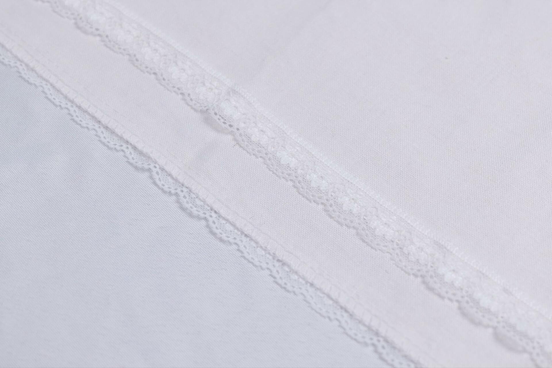 Cloth Dinner Napkins with Lace - Linen Rayon Cotton Blend -White