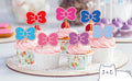 Hokinaa Kawaii Bow Cupcake Toppers 24 Pcs Cute Kitten Multi Colors