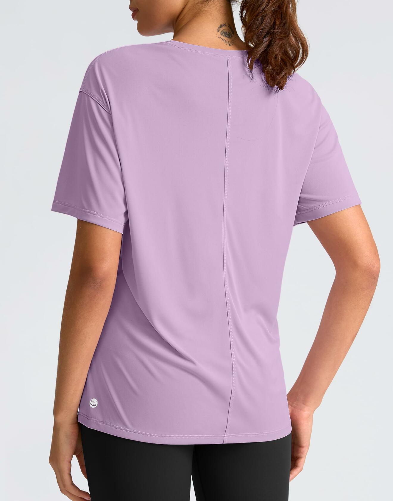 G Gradual Women's Loose Fit Short Sleeve Workout Shirt Hyacinth Purple Size M