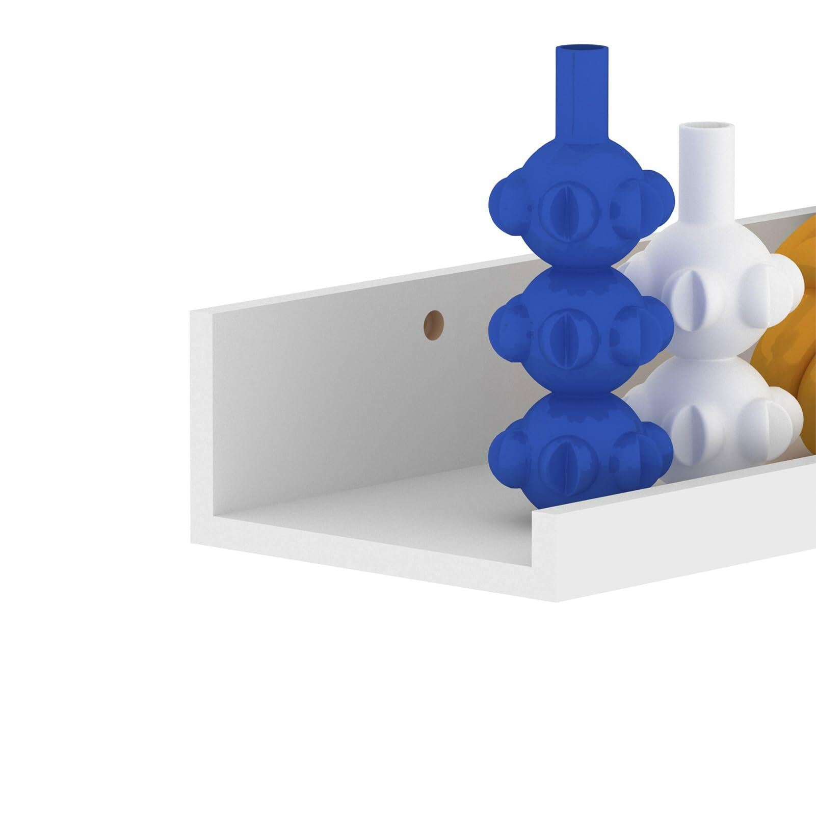 Lyeasw 16in White Floating Wall Shelves Set of 5 with Lip for Kitchen Bath