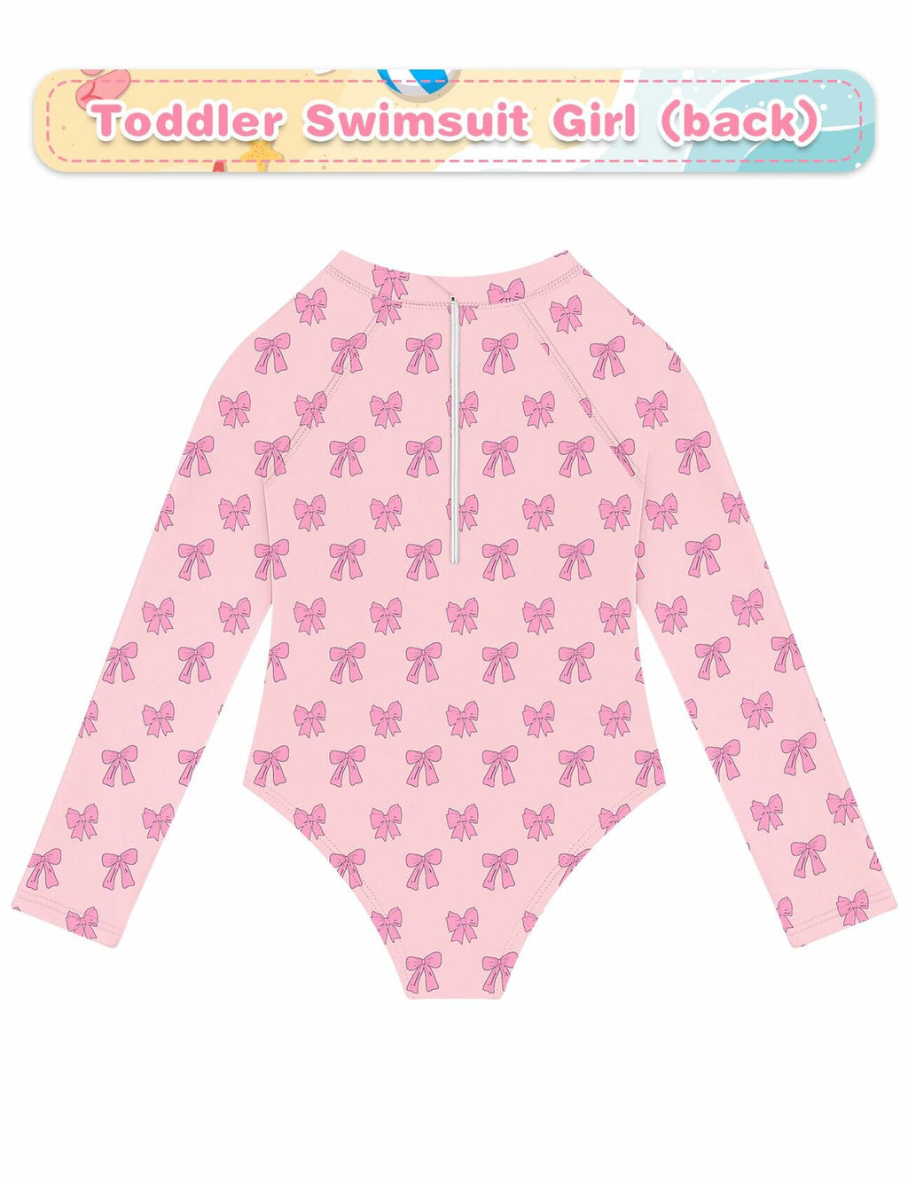 Toddler Girls One Piece Swimsuit Long Sleeve Zipper Pink Size 24 Month