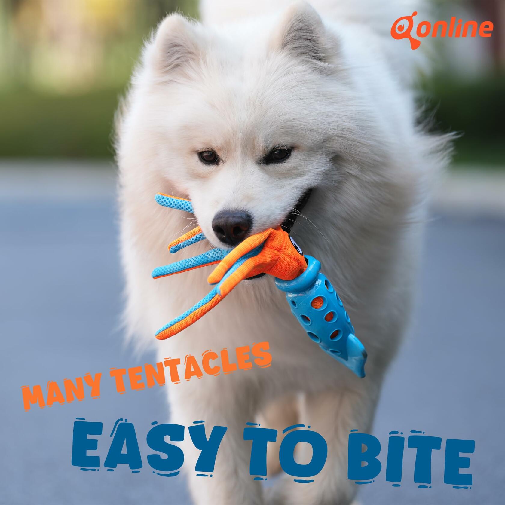 Qonline Squid Shaped Squeaky Dog Toy TPR Material Orange Interactive Play