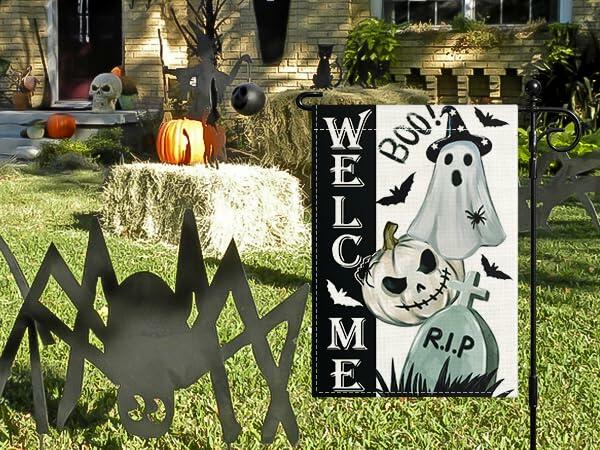 Artscope Halloween Ghost Garden Flag 12x18 Inch Double Sided Polyester