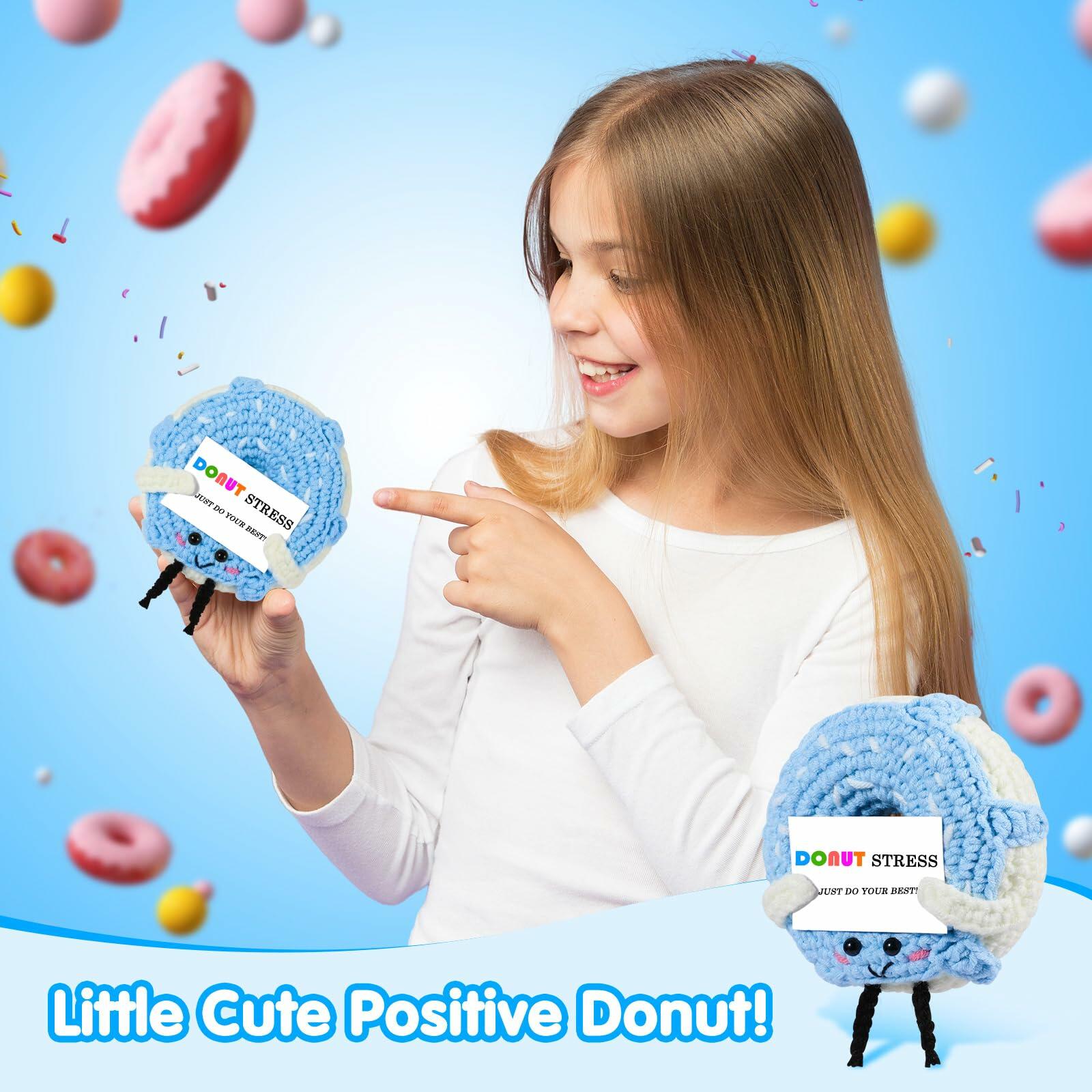 RQWZBCHX Handmade Crochet Donut Stress Toy Pink Cute Motivational Gift