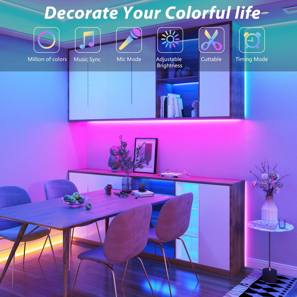GANZQH Smart RGB USB Strip Lights 15.7FT Multicolor Music Theme