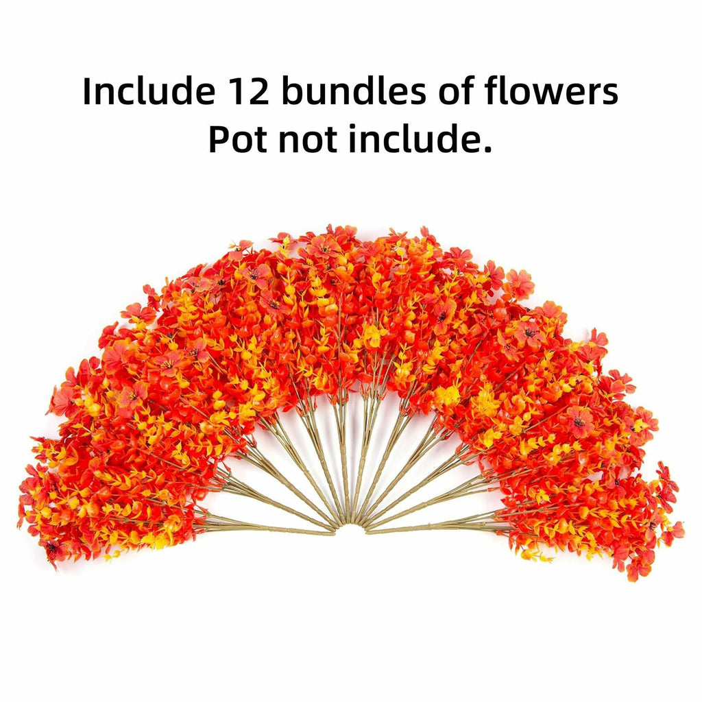 Ivydale Fall Flowers Artificial Mums 12 Bundles UV Resistant Fall-Orange