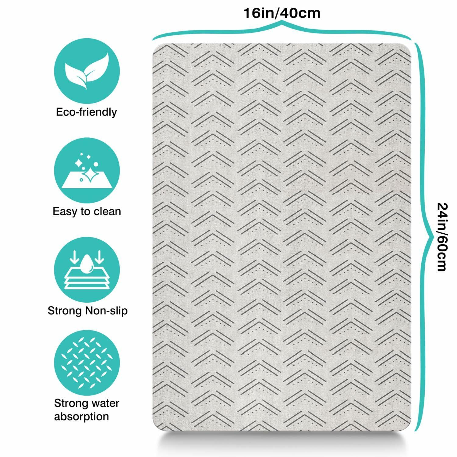Generic Dog Bowl Mat Absorbent Non-Slip Quick Dry 16x24 Inch Black-4