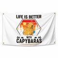 NUCTKP Capybara Life Is Better Wall Tapestry 3x5ft Brass Grommets