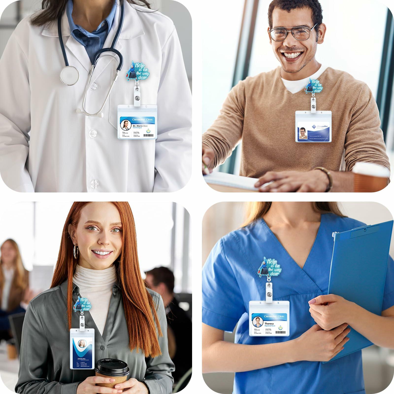 BEZTN Help is on The Way Dear Badge Reel Retractable ID Holder Nurse Gifts