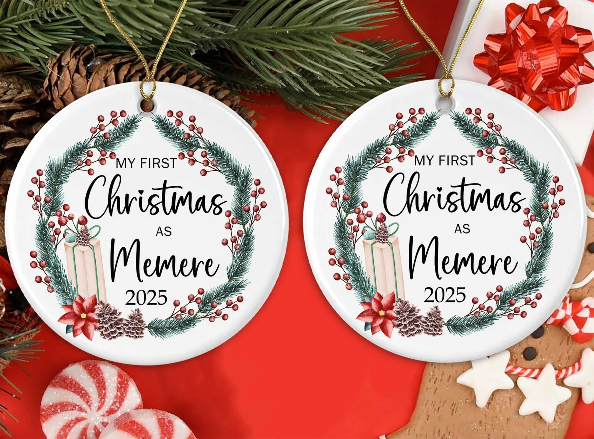 [Like New] AnhTram97 My First Christmas As Memere 2025 Ornament White Ceramic Both Sides