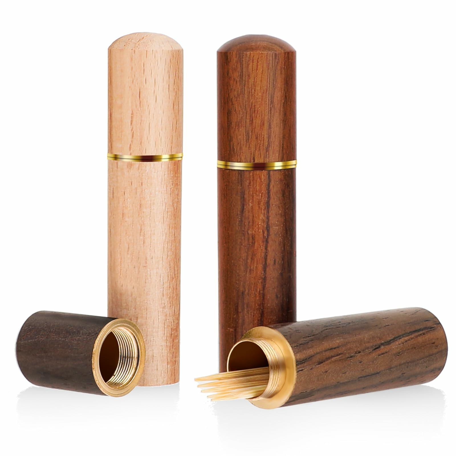 AHQiZFX 3pack Handmade Wood Toothpick Holder Portable Waterproof Mini Box