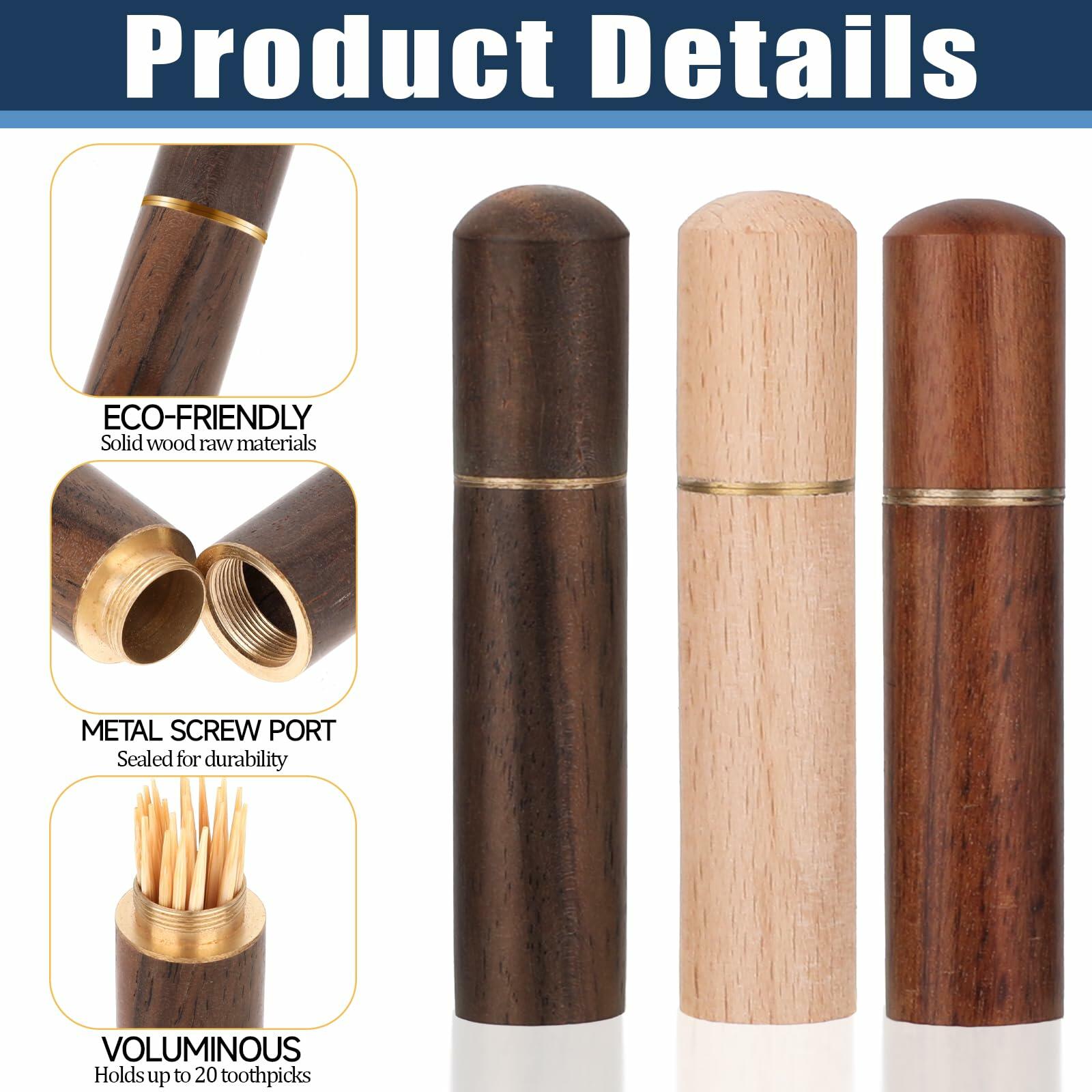 AHQiZFX 3pack Handmade Wood Toothpick Holder Portable Waterproof Mini Box