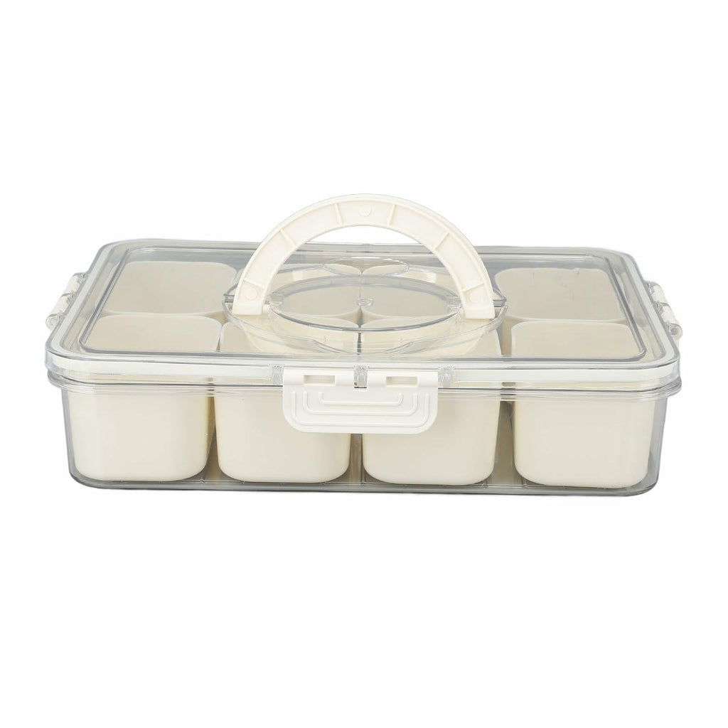SIXRUN Condiment Serving Tray 8 Compartments Plastic Small White