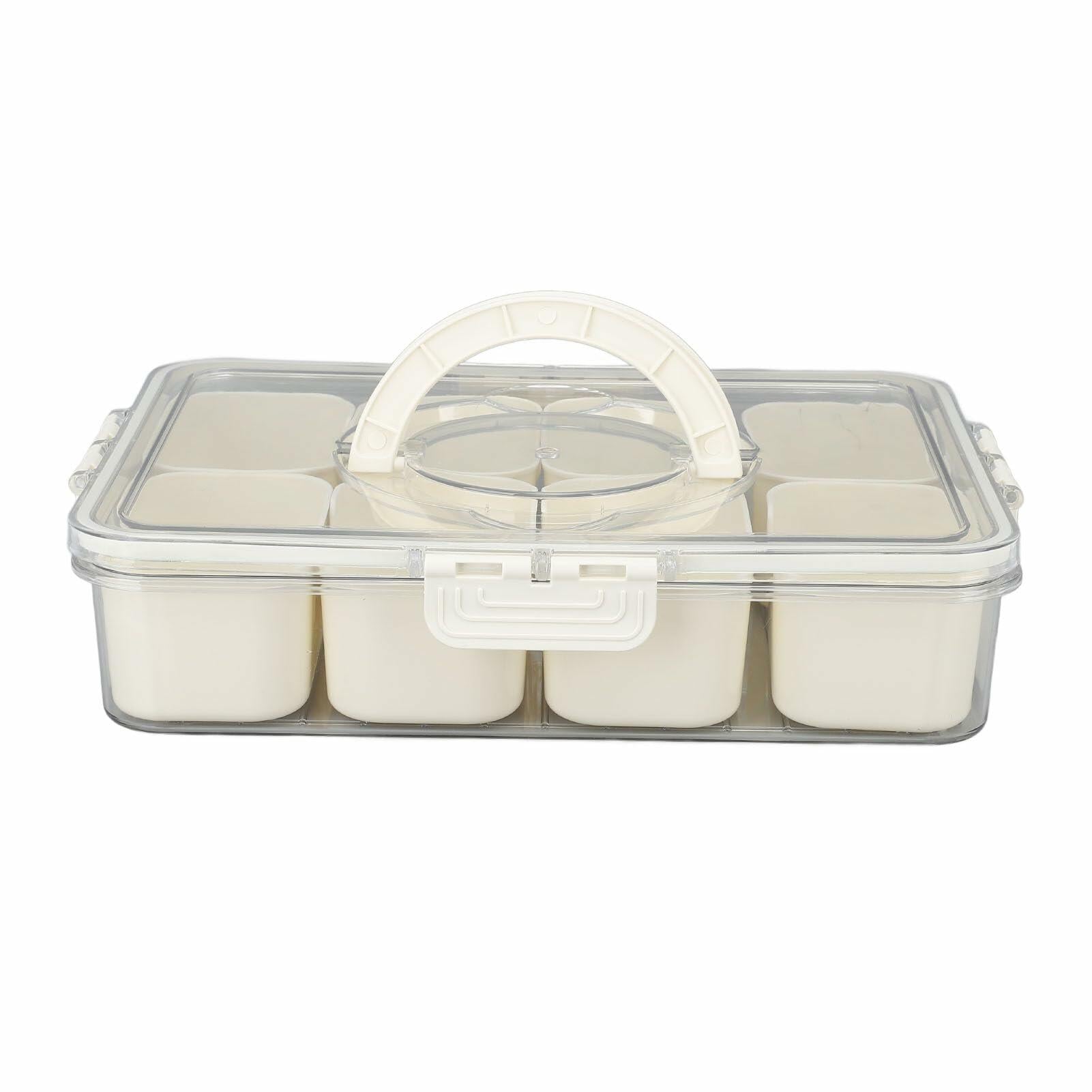 SIXRUN Condiment Serving Tray 8 Compartments Plastic Small White