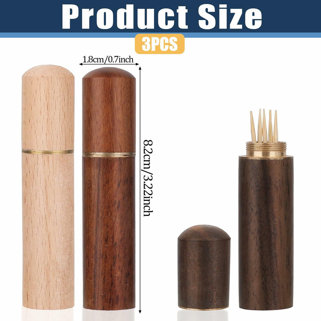 AHQiZFX 3pack Handmade Wood Toothpick Holder Portable Waterproof Mini Box