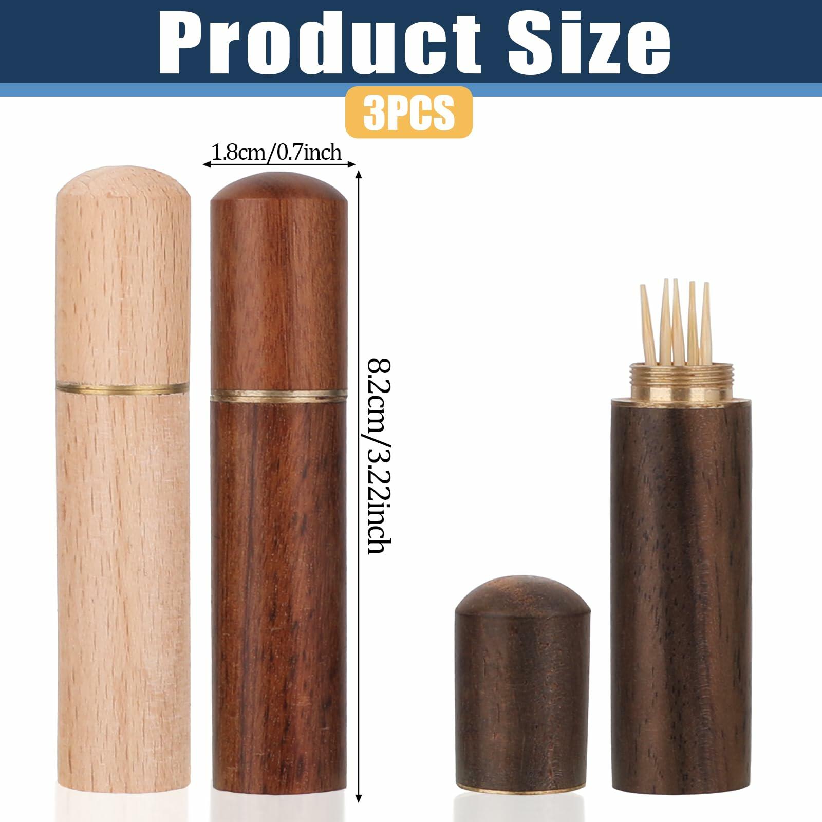 AHQiZFX 3pack Handmade Wood Toothpick Holder Portable Waterproof Mini Box