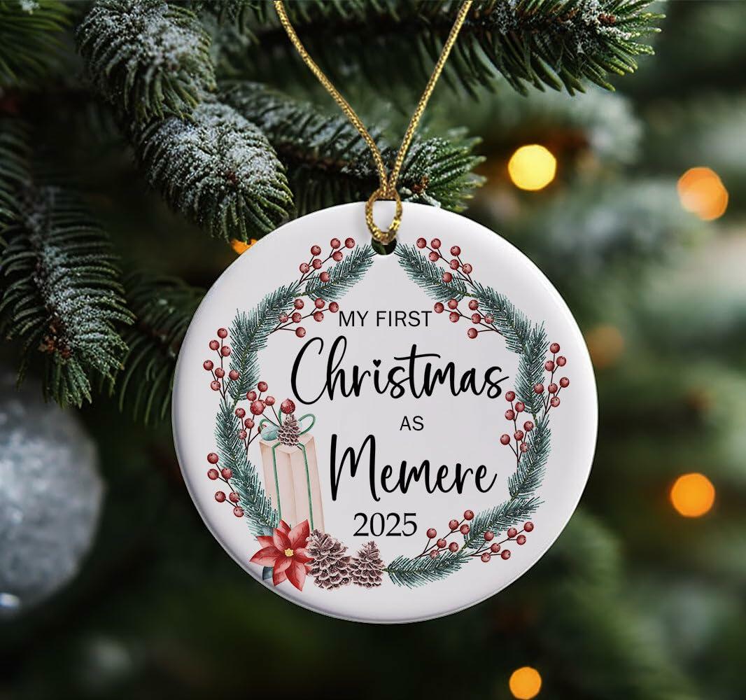 [Like New] AnhTram97 My First Christmas As Memere 2025 Ornament White Ceramic Both Sides
