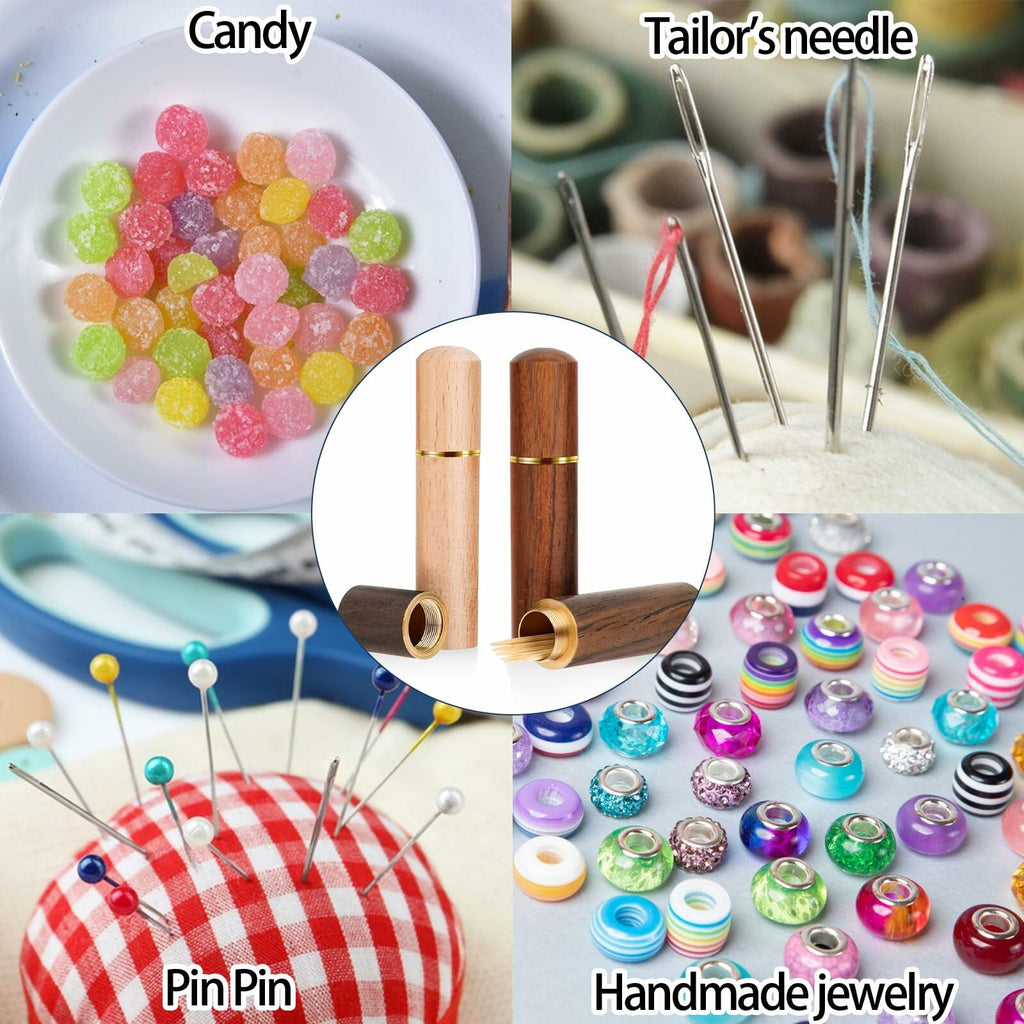 AHQiZFX 3pack Handmade Wood Toothpick Holder Portable Waterproof Mini Box