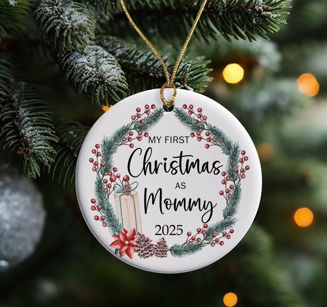 AnhTram97 My First Christmas As Mommy 2025 Ornament Ceramic White Both Sides