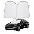 EcoNour Tesla Model 3/Y Windshield Sun Shade Foldable Silver UV Protection