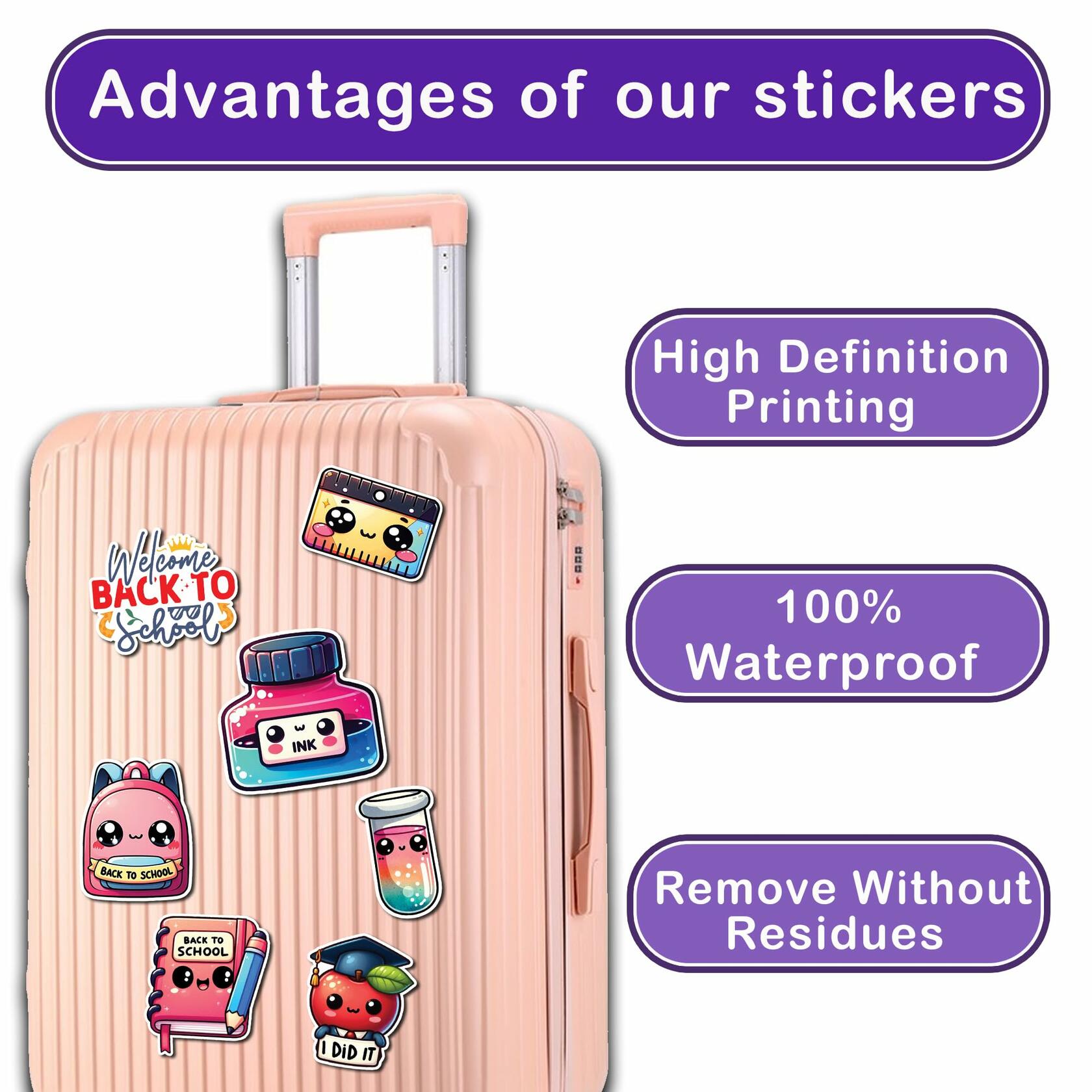 WESILY 50 PCS Summer Teacher Reward Waterproof Vinyl Stickers Cute Beach